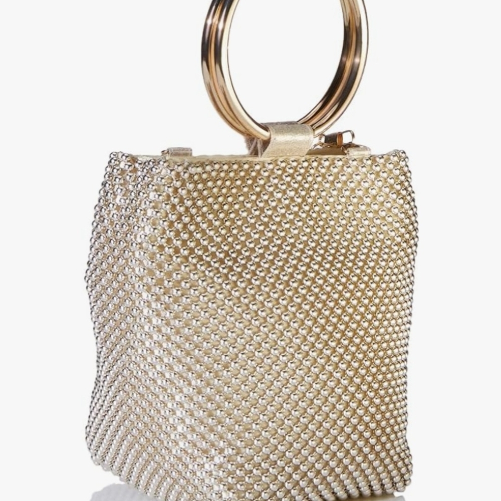 Jessica McClintock Gold Pearl Embellished Bag - Picture 8 of 11